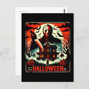 Retro Halloween Horror Night 80s Slasher Vibes Postcard