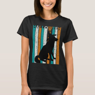Retro Halloween Husky Silhouette Vintage Orange T-Shirt