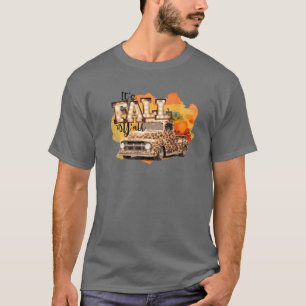 Retro Halloween It's Fall Y'all Pumpkin Truck Leop T-Shirt