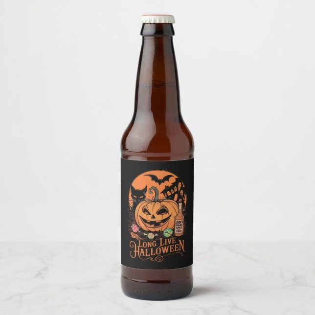 Retro Halloween Long Live Fall Spooky Season  Beer Bottle Label (Front)