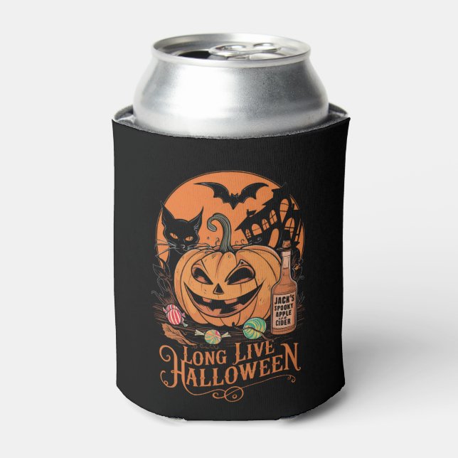 Retro Halloween Long Live Fall Spooky Season  Can Cooler (Can Front)