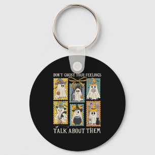 Retro Halloween Mental Health Dont Ghost Your Feel Keychain