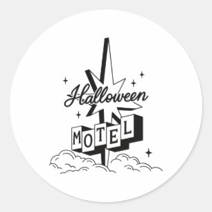 Retro Halloween Motel Shirt Creepy Vintage Haunted Classic Round Sticker