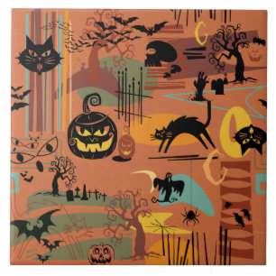 Retro Halloween O'Rama Tile