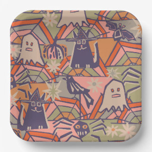 Retro Halloween Paper Plate