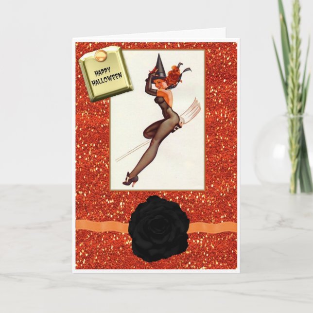 RETRO HALLOWEEN PIN UP CARTE FILLE (Devant)