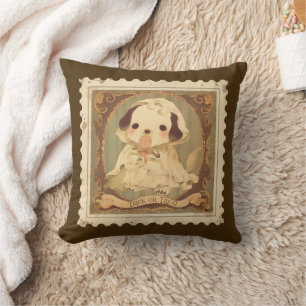 Retro Halloween Puppy Trick or Treat Pillow