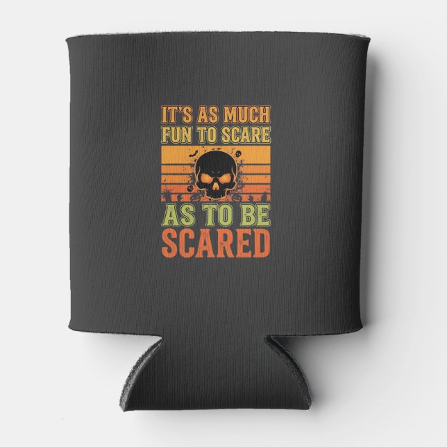 Retro Halloween Scare Skull Design_1 Can Cooler (Front)