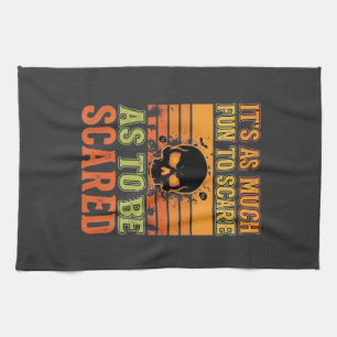 Retro Halloween Scare Skull Design_1 Kitchen Towel