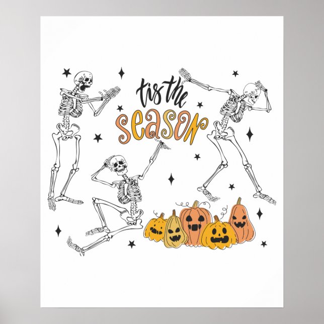 Retro Halloween Shirt, Funny Halloween Skull Poster (Front)