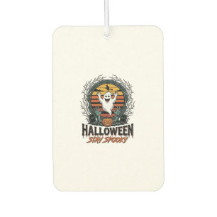 Retro Halloween Shirt with Engraved Ghost Moon Des Air Freshener