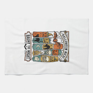 Retro Halloween Shirt with Vintage Spooky Stripe A Kitchen Towel