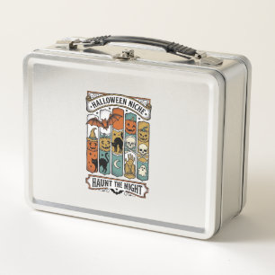 Retro Halloween Shirt with Vintage Spooky Stripe A Metal Lunch Box