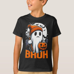 Retro Halloween Shirts For Men Women Bruh Ghost Ha