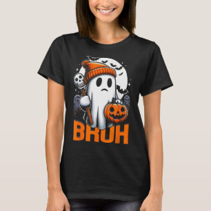 Retro Halloween Shirts For Men Women Bruh Ghost Ha