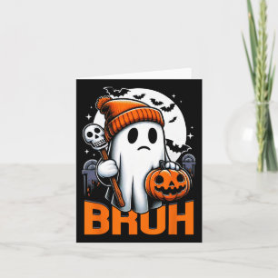 Retro Halloween Shirts For Men Women Bruh Ghost Ha Card