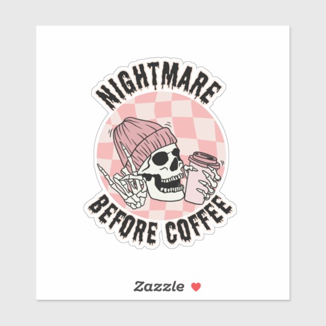Retro Halloween Skeleton Coffee Love Vinyl Sticker (Sheet)