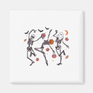 Retro Halloween Skeleton Dancing Pumpkin Gift Men  Magnet