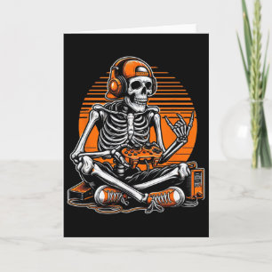 Retro Halloween Skeleton Gamer Video Gaming Boys M Card