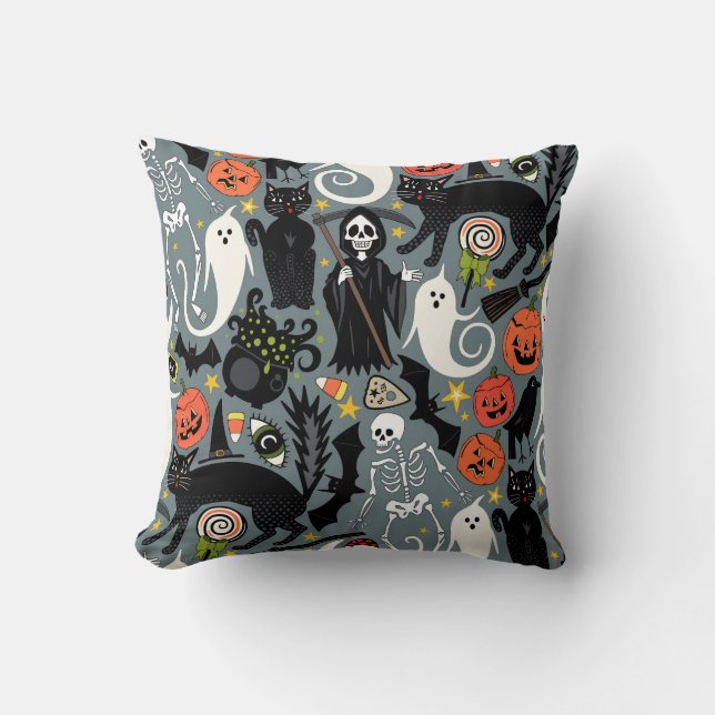 retro halloween slate throw pillow (Front)