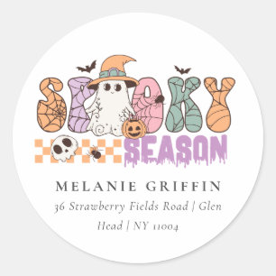 Retro Halloween Spooky Season Ghost Address Labels