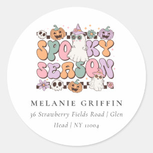 Retro Halloween Spooky Season Ghost Address Labels