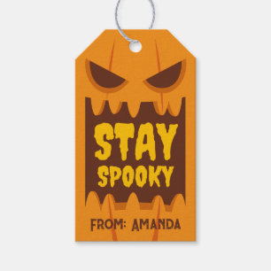 Retro Halloween Stay Spooky Orange Pumpkin Face Gift Tags