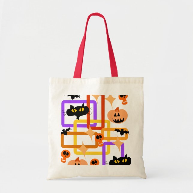 Retro Halloween Style Spooky Fun Pattern Tote Bag (Front)