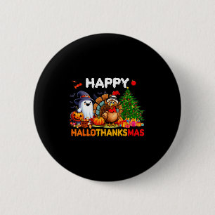 Retro Halloween Thanksgiving Christmas Happy Hallo 2 Inch Round Button