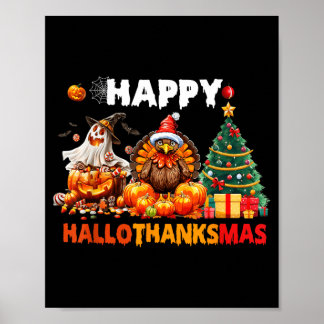 Retro Halloween Thanksgiving Christmas Happy Poster