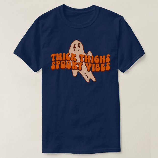 Retro Halloween Thick Thighs Spooky Vibes Witchy G T-Shirt (Design Front)