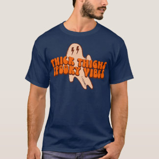 Retro Halloween Thick Thighs Spooky Vibes Witchy G T-Shirt