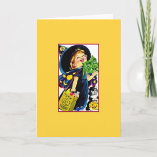 Retro Halloween Trick Or Treat Greeting Card