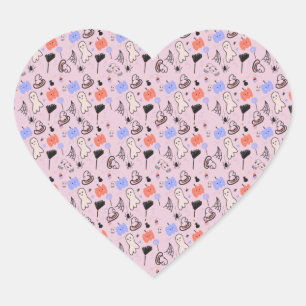 Retro Halloween Vintage Themed Doodles   Heart Sticker