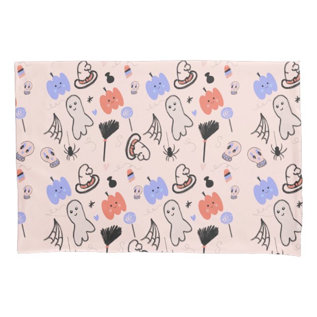 Retro Halloween Vintage Themed Doodles      Pillowcase (Front)