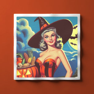Retro halloween Witch Pin-up Napkin