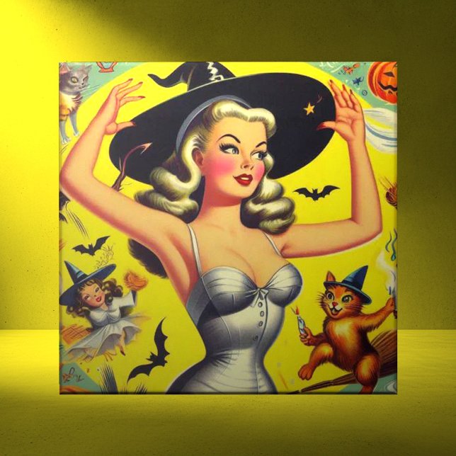 Retro Halloween Witch Pin-up Tile (Creator Uploaded)