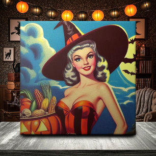 Retro halloween Witch Pin-up Tile