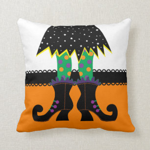 Retro Halloween Witch Throw Pillow