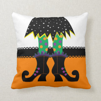 Retro Halloween Witch Throw Pillow