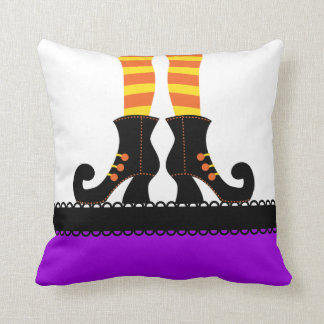 Retro Halloween Witch Throw Pillow