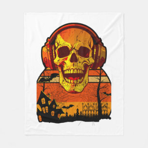 Retro Hallowen Skull Sticker Fleece Blanket