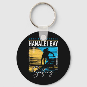 Retro Hanalei Y Kauai North Shore Surfing Surf Haw Keychain