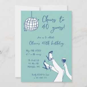 Retro hand drawn BIrthday Party invitation