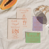 Retro Hand Drawn Bright Colourful Fun Bold Wedding