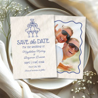 Retro Hand Drawn Champagne Tower Photo Wedding