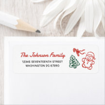 Retro Hand Drawn Christmas Party Return Address