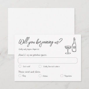 Retro Hand Drawn Fun Written Wedding Response Card