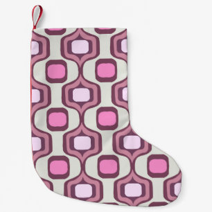 Retro Hand Drawn Geometric Square Pattern Minimal  Small Christmas Stocking