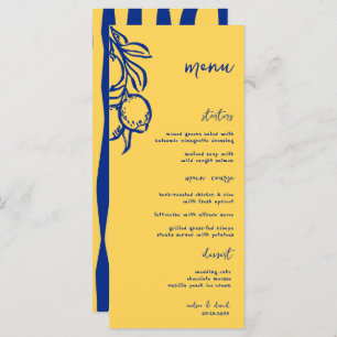 Retro Hand Drawn Handwritten Blue Italian Wedding Menu